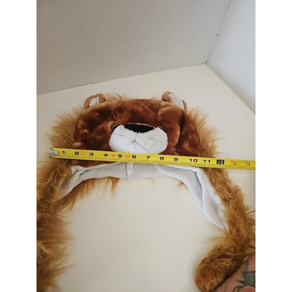 Lion‎ Plush Animal Hat Kids Winter Costume Hat Fuzzy Mane Tassel Pom Pom